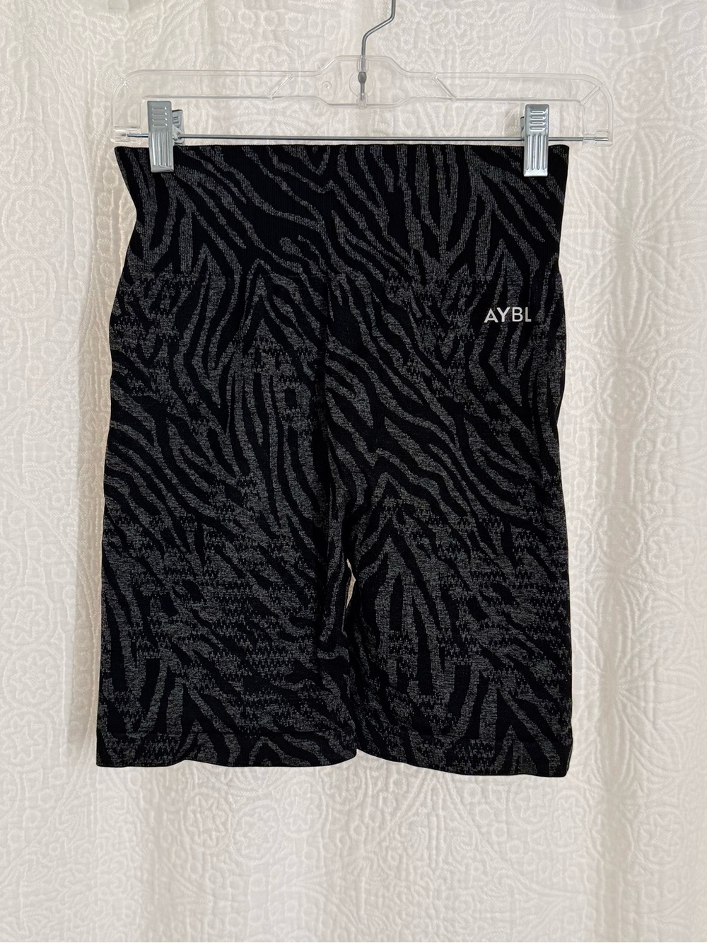 AYBL Black Zebra-Print High-Rise Biker Shorts
